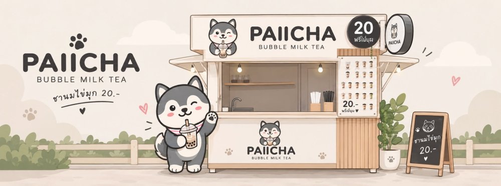 ในที่สุดก็ได้เจอกันแล้ววว! เปิดแล้วอย่างเป็นทางการ PAIICHA x Bubble Milk Tea - ป้ายชา