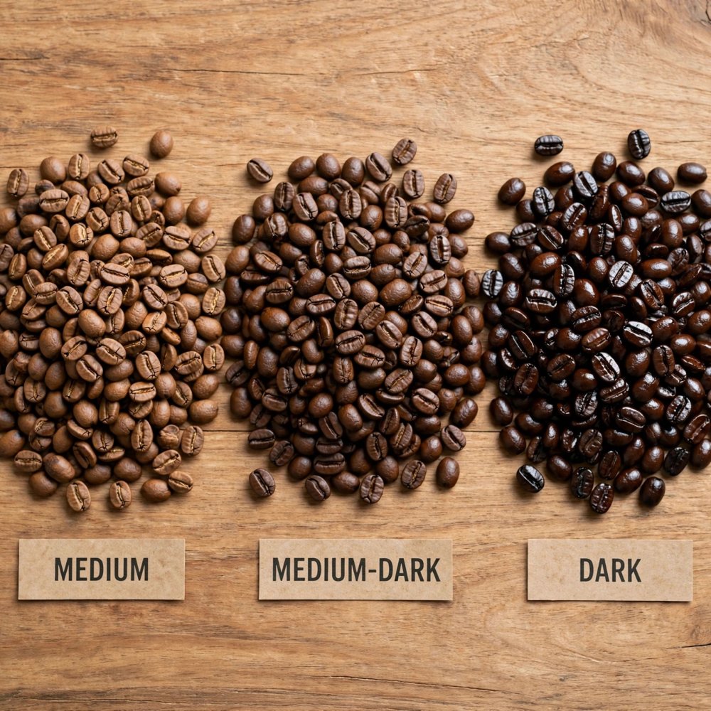 เมล็ดกาแฟคั่วกลาง vs กลางเข้ม vs เข้ม แบบไหนเหมาะกับนมสดที่สุด?